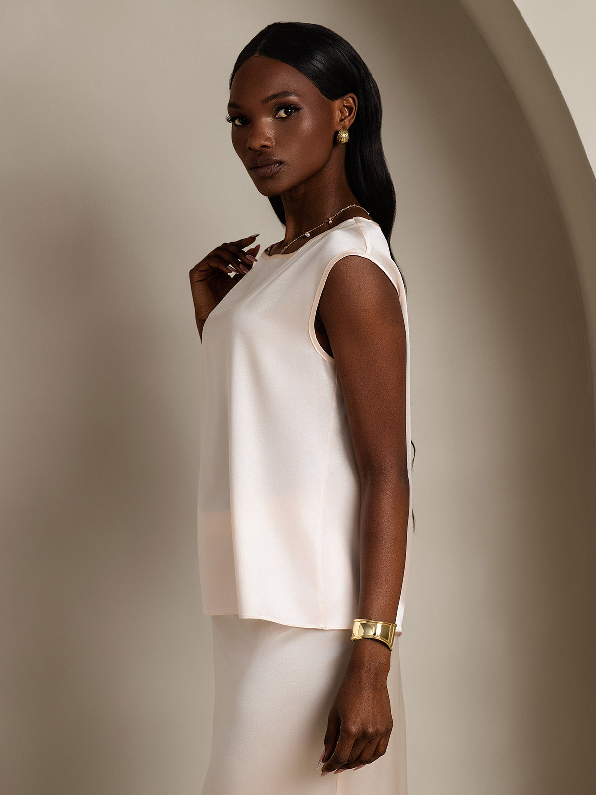 19Momme Soie Manches Capuchons Blouse