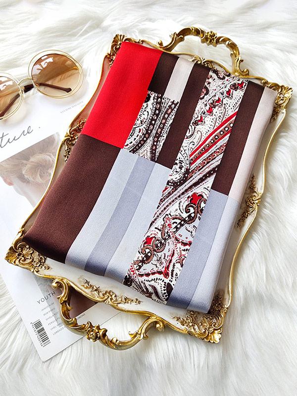 Écharpe Longue en Soie Rayures Classiques