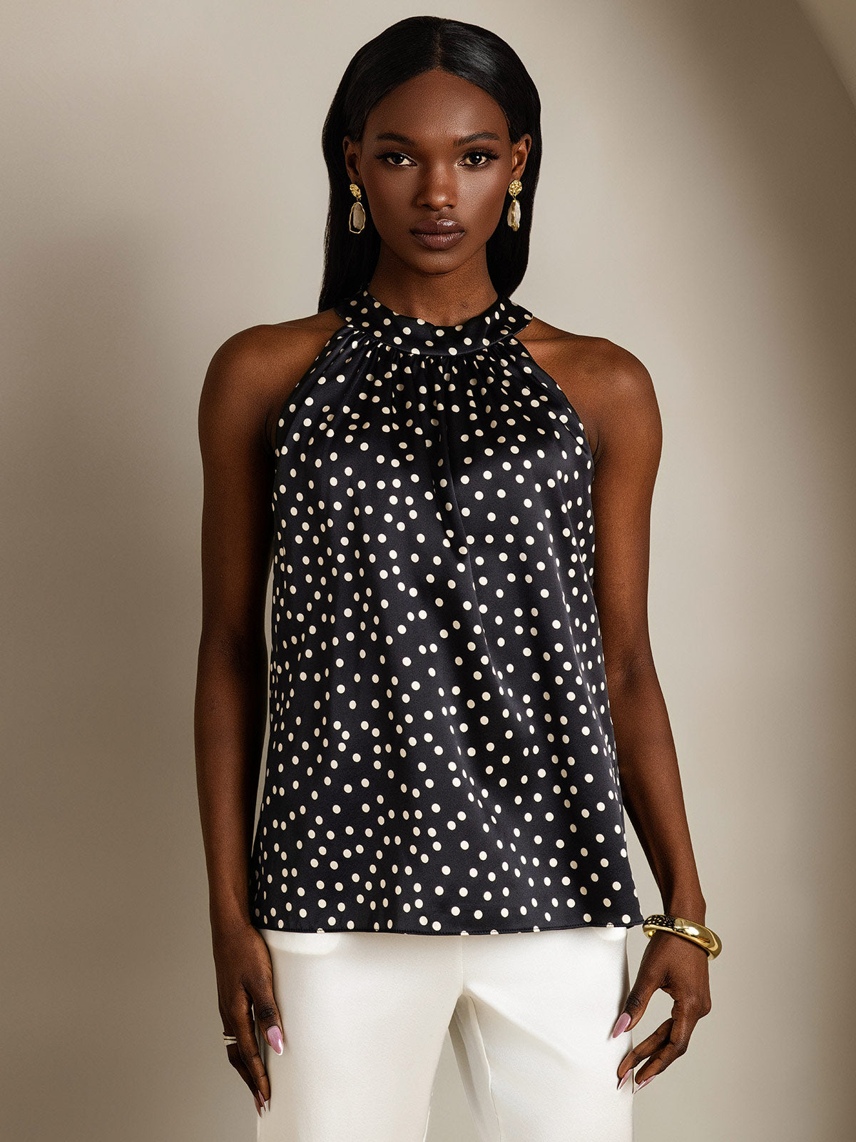 19 Momme Soie Sans Manches Décontracté Haut Licou