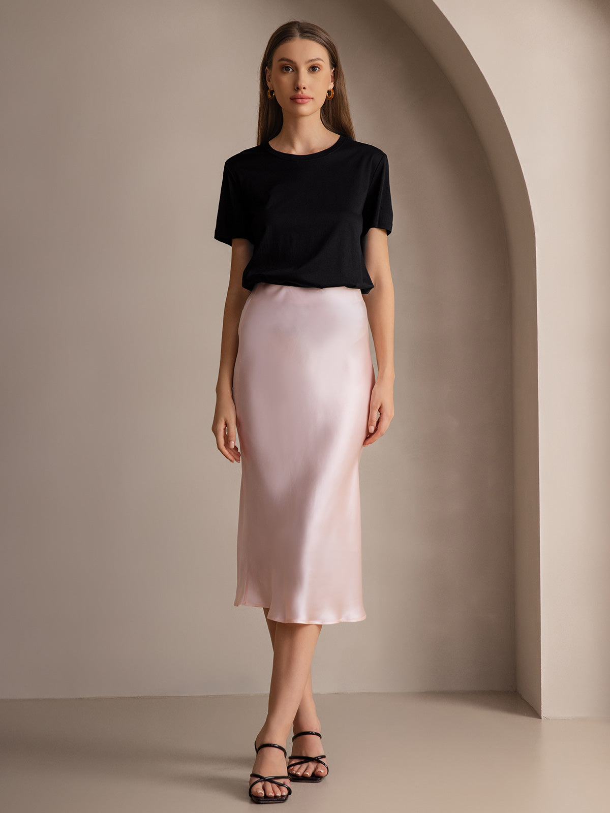 Soie Tricoté Basique Col Rond T-Shirt