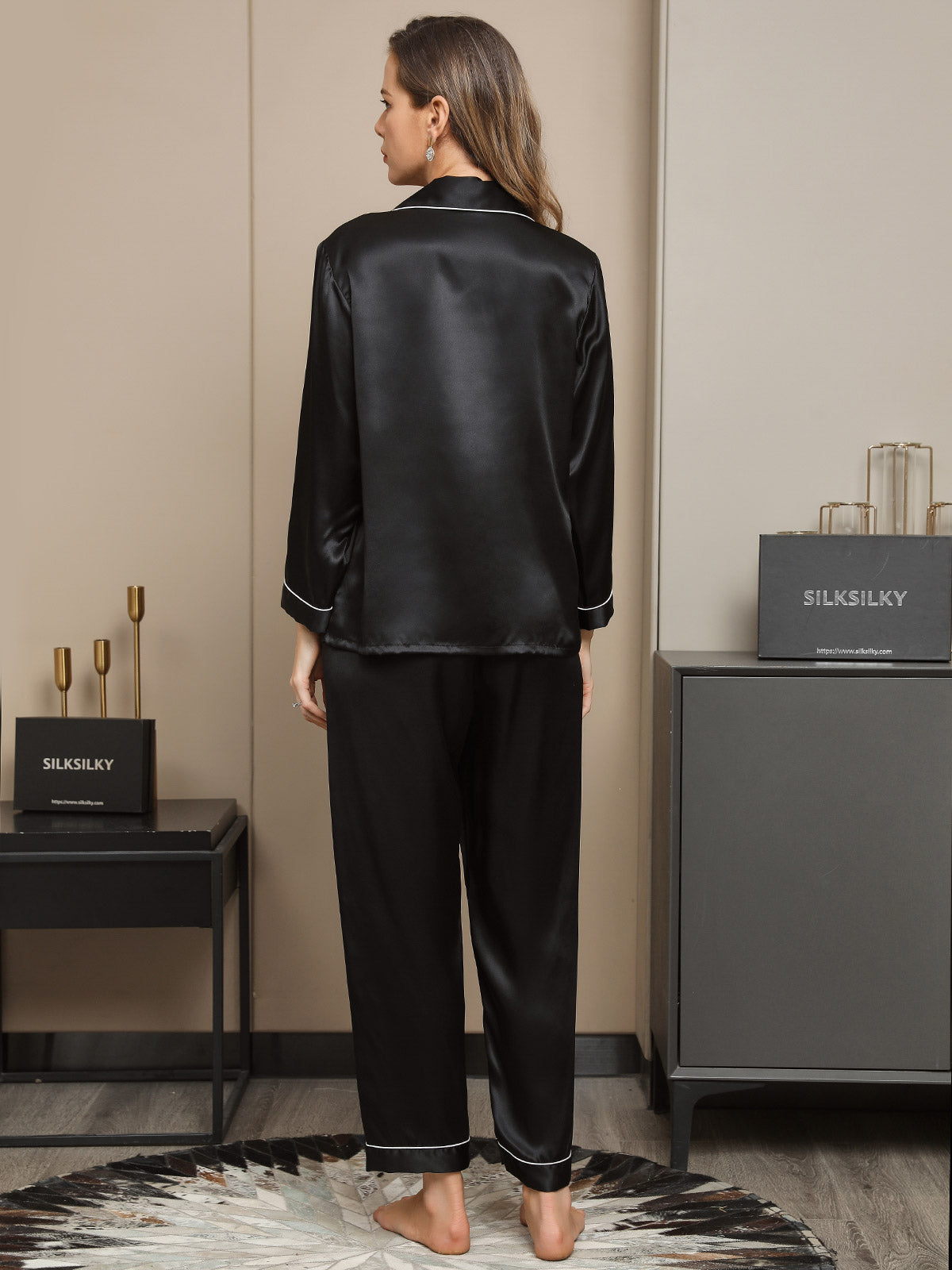 Ensemble Pyjama à Manches Longues en Pure Soie